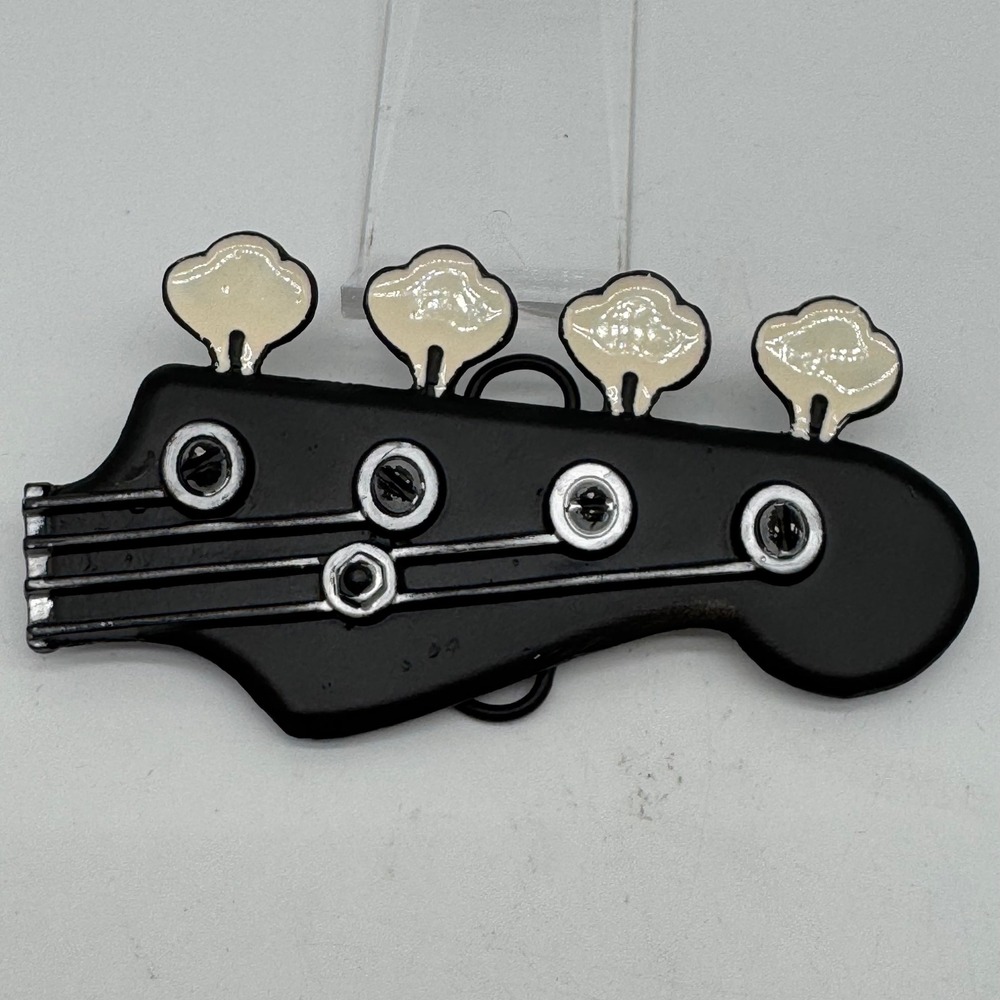 Vintage Mobtown Chicago Bass Guitar Belt Buckle Black Enamel Y2K Hologram 5x3